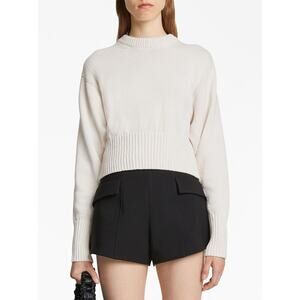 PROENZA SCHOULER Cropped Rib Knit Linen Cotton Crew Sweater SSENSE M NWT $890